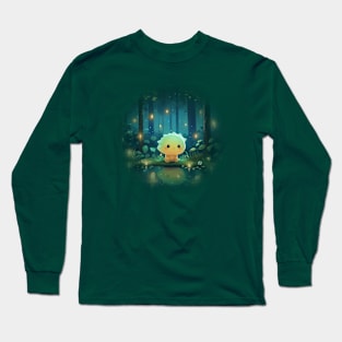 Kawaii Dino alone in a forest Long Sleeve T-Shirt